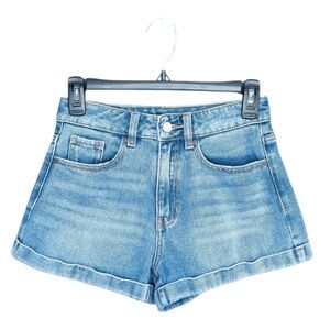 PacSun Mom Short Women’s 24 Blue Denim Cuffed Hem Pockets High Rise Flat Front